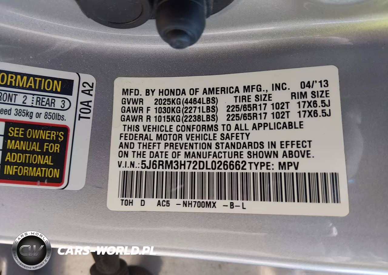 2013 Honda Cr-V Ex-L VIN:5J6RM3H72DL026662 - 9