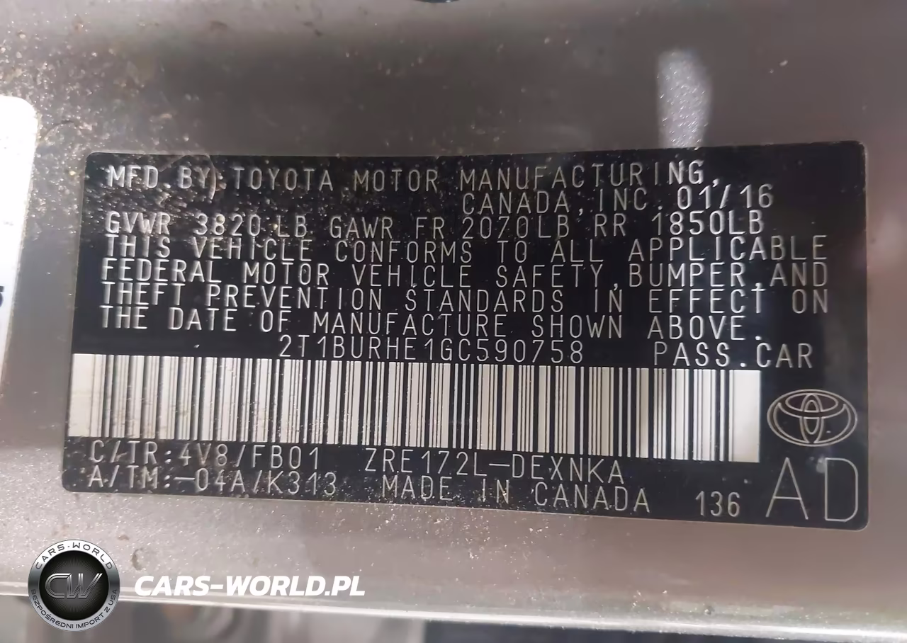 2016 Toyota Corolla Le VIN:2T1BURHE1GC590758 - 9