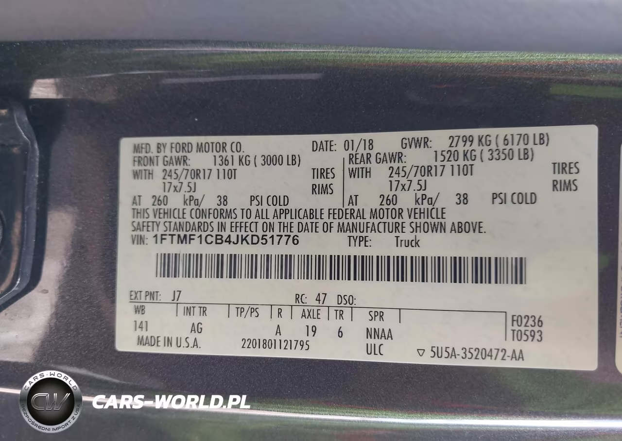 2018 Ford F-150 Xl VIN:1FTMF1CB4JKD51776 - 9