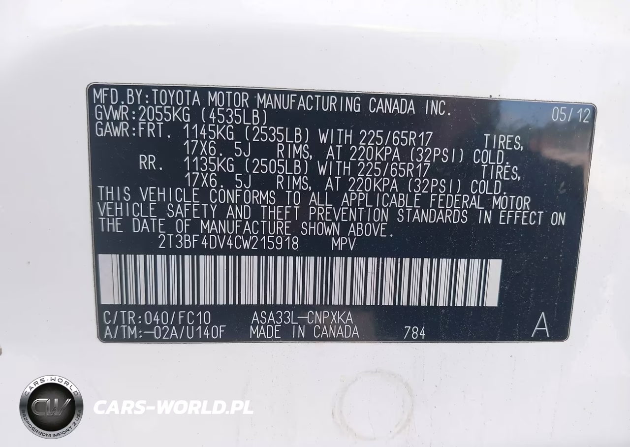 2012 Toyota Rav4 VIN:2T3BF4DV4CW215918 - 9