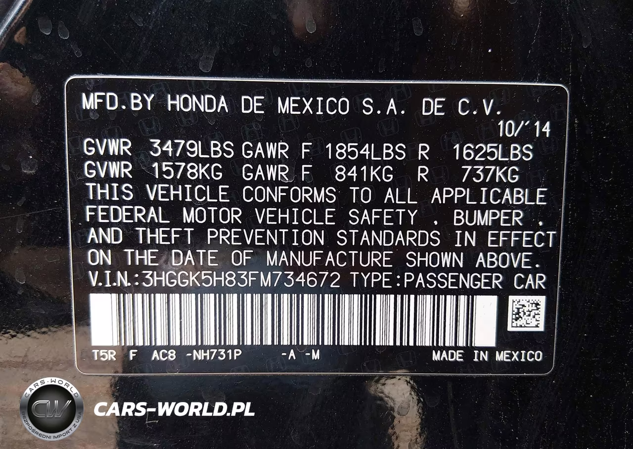 HONDA FIT EX VIN:3HGGK5H83FM734672 - 9