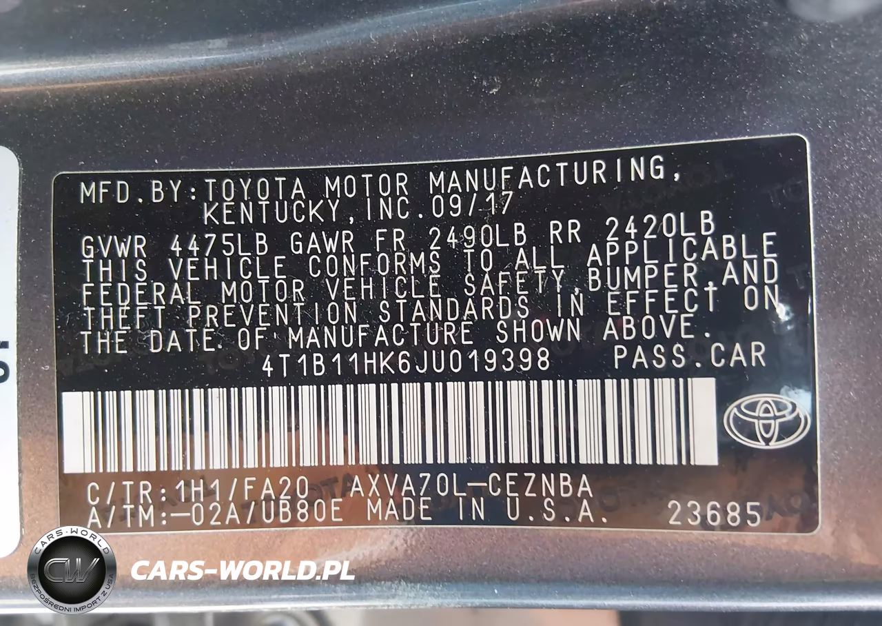 2018 Toyota Camry Le VIN:4T1B11HK6JU019398 - 9