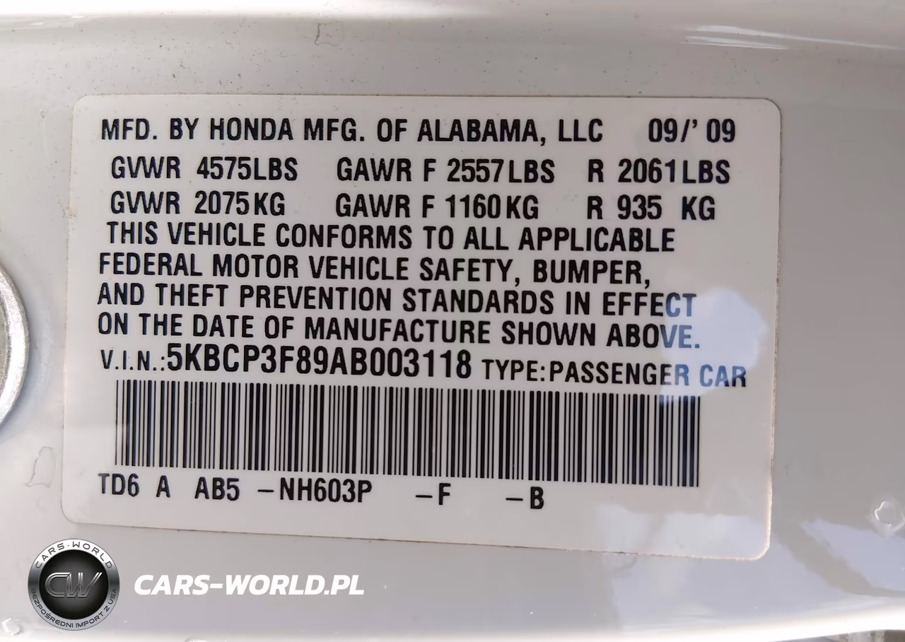 2010 Honda Accord 3.5 Ex-L VIN:5KBCP3F89AB003118 - 9