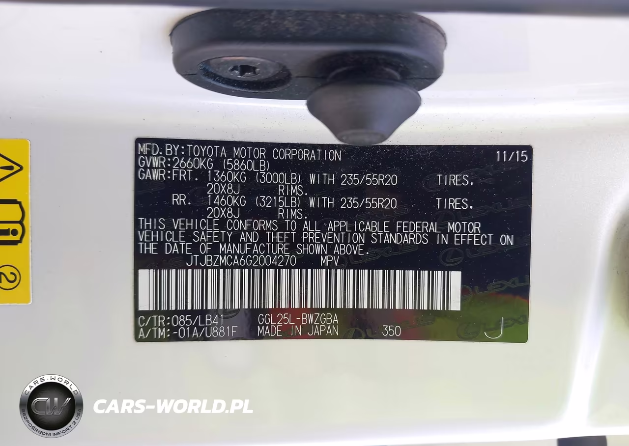 2016 Lexus Rx 350 VIN:JTJBZMCA6G2004270 - 9