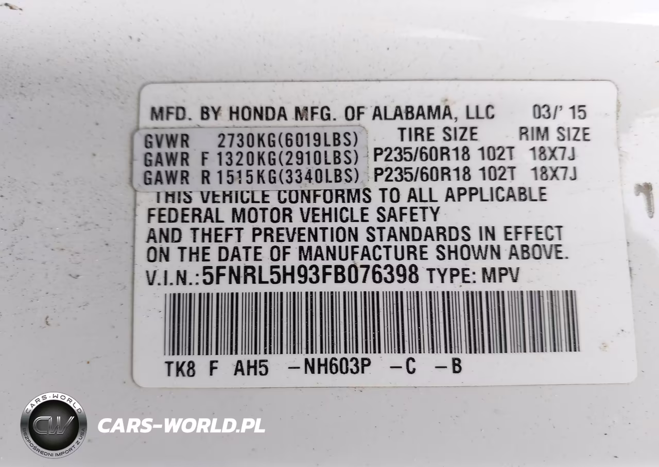 2015 Honda Odyssey Touring-Touring Elite VIN:5FNRL5H93FB076398 - 9