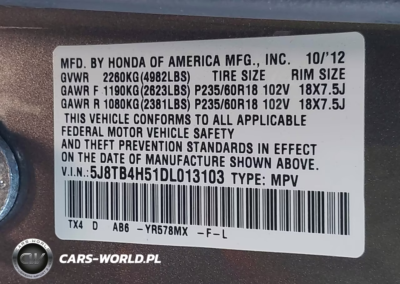 2013 Acura Rdx VIN:5J8TB4H51DL013103 - 9