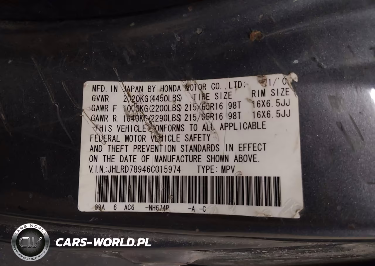 2006 Honda Cr-V Se VIN:JHLRD78946C015974 - 9