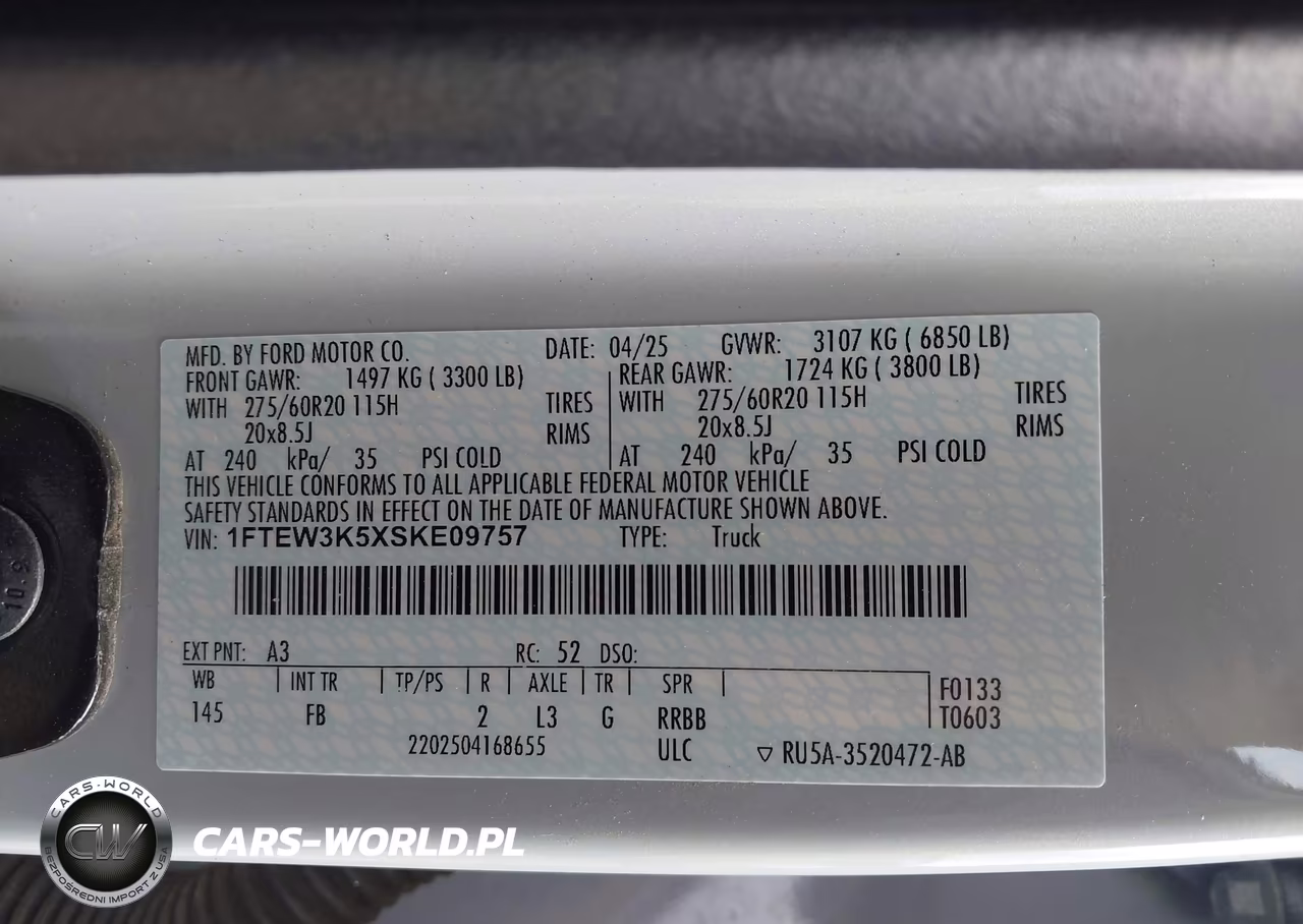 2025 Ford F-150 Xlt VIN:1FTEW3K5XSKE09757 - 9