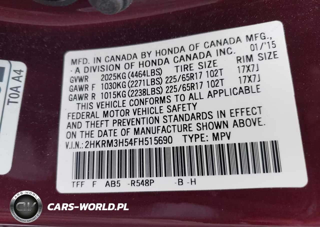2015 Honda Cr-V Ex VIN:2HKRM3H54FH515690 - 9