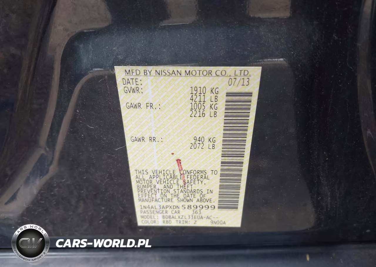 2013 Nissan Altima 2.5 Sl VIN:1N4AL3APXDN589999 - 9