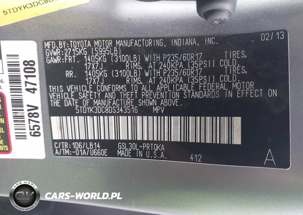 2013 Toyota Sienna Xle V6 8 Passenger VIN:5TDYK3DC8DS343516 - 9