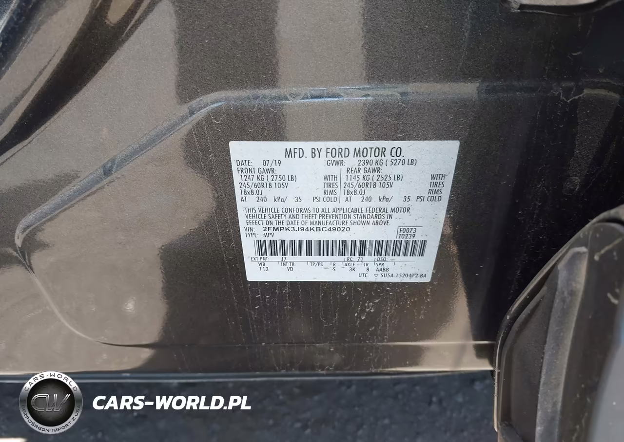 2019 Ford Edge Sel VIN:2FMPK3J94KBC49020 - 9
