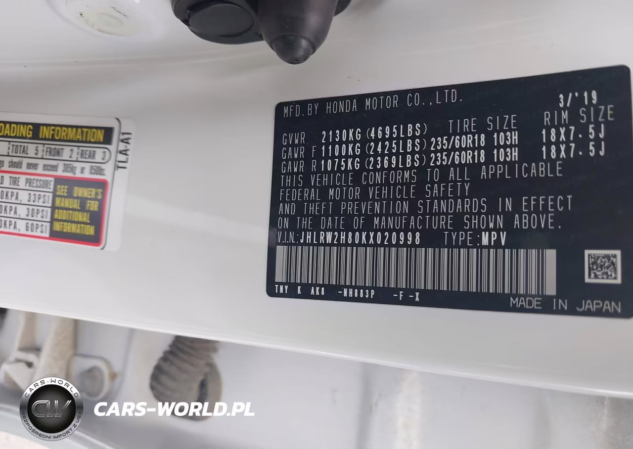 2019 Honda Cr-V Ex-L VIN:JHLRW2H80KX020998 - 9