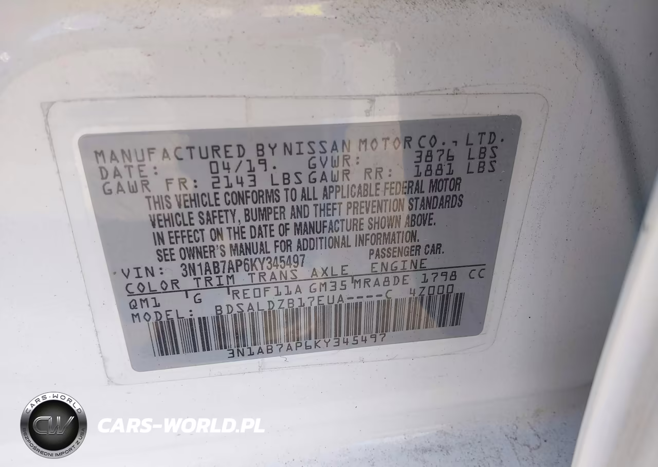 2019 Nissan Sentra Sv VIN:3N1AB7AP6KY345497 - 9