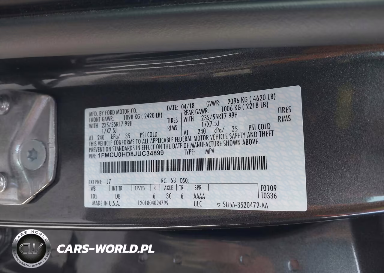 2018 Ford Escape Sel VIN:1FMCU0HD8JUC34899 - 9