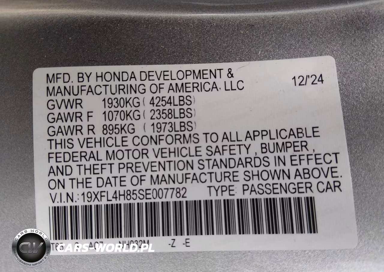 2025 Honda Civic Hybrid Sport VIN:19XFL4H85SE007782 - 9