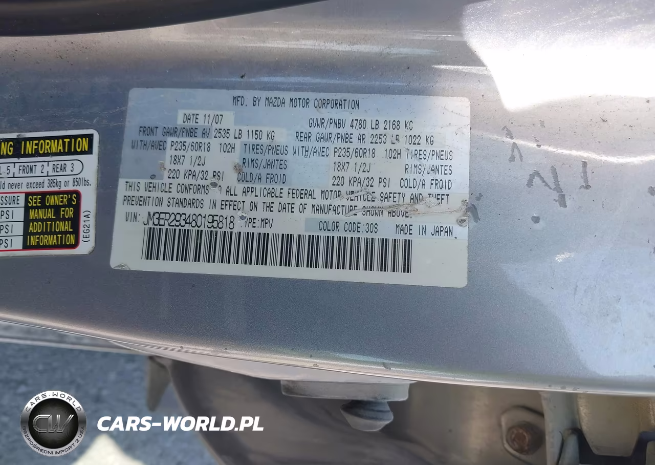 2008 Mazda Cx-7 Grand Touring VIN:JM3ER293480195818 - 9