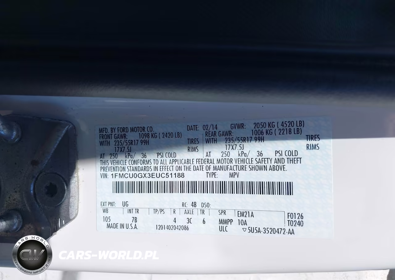 2014 Ford Escape Se VIN:1FMCU0GX3EUC51188 - 9