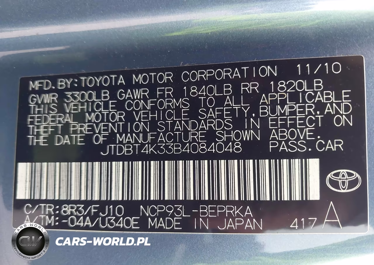 2011 Toyota Yaris VIN:JTDBT4K33B4084048 - 9