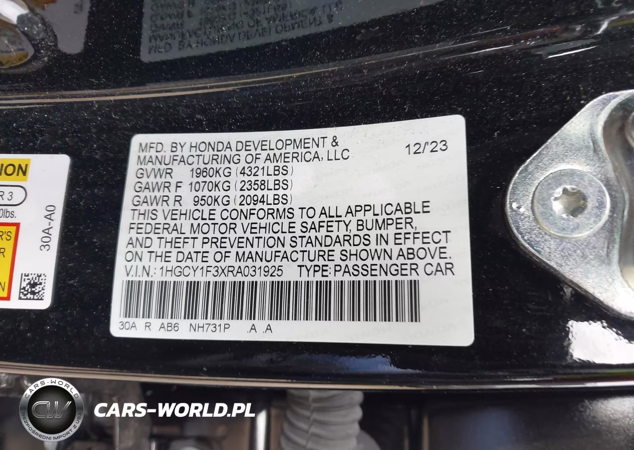 2024 Honda Accord Ex VIN:1HGCY1F3XRA031925 - 9