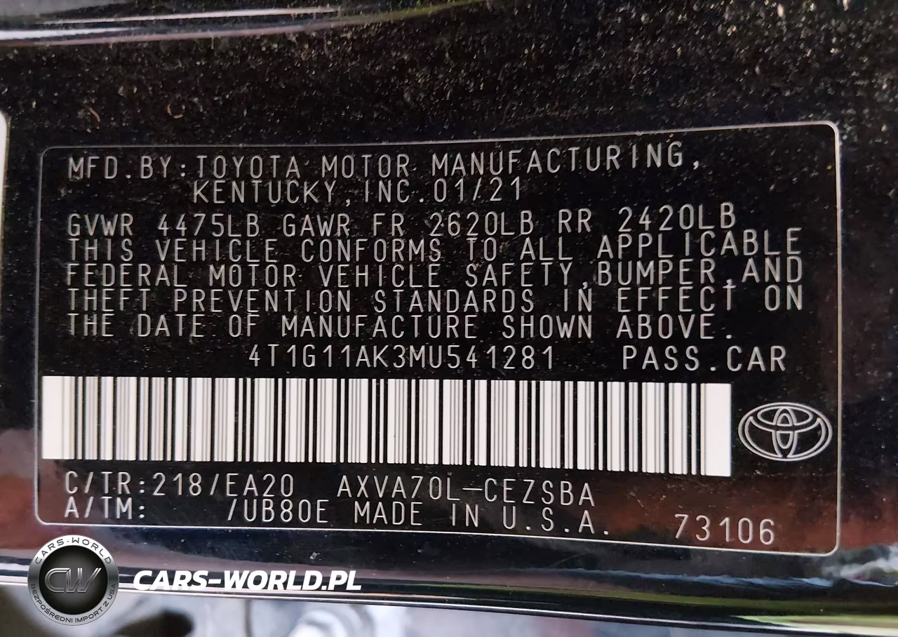 2021 Toyota Camry Se VIN:4T1G11AK3MU541281 - 9
