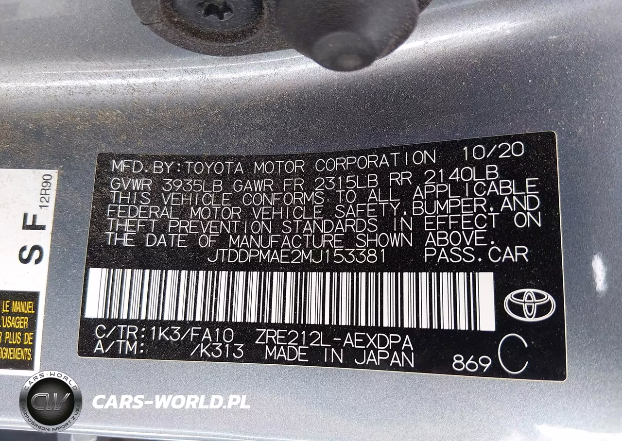 2021 Toyota Corolla L VIN:JTDDPMAE2MJ153381 - 9