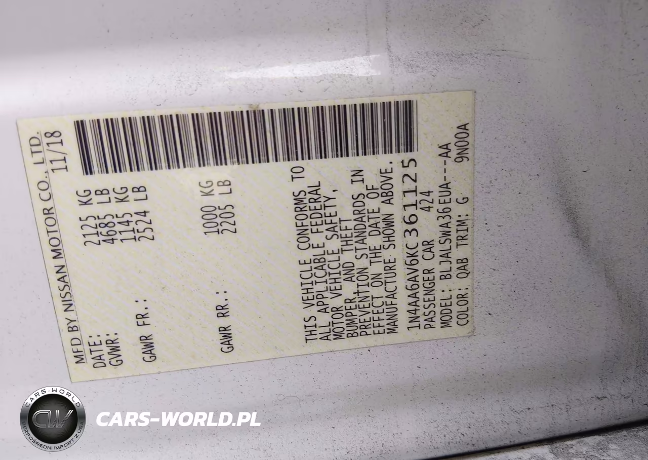 2019 Nissan Maxima 3.5 Sr VIN:1N4AA6AV6KC361125 - 9