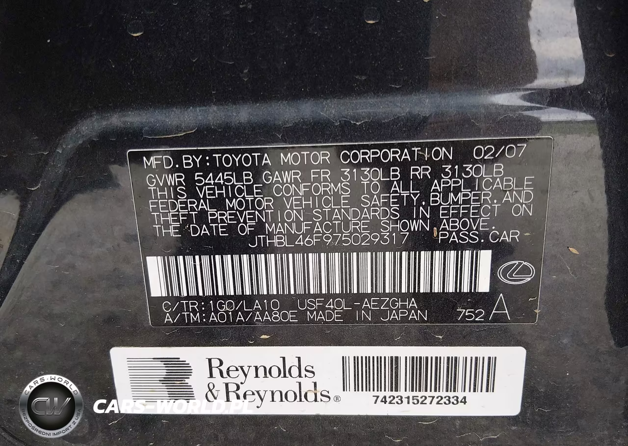 2007 Lexus Ls 460 VIN:JTHBL46F975029317 - 9
