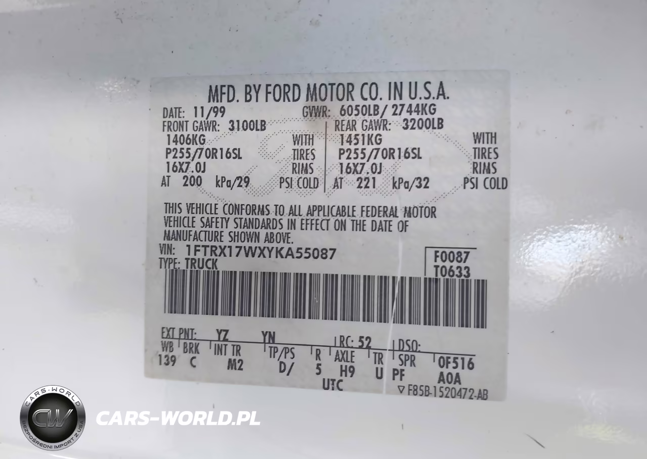 2000 Ford F-150 Lariat-Work Series-Xl-Xlt VIN:1FTRX17WXYKA55087 - 9