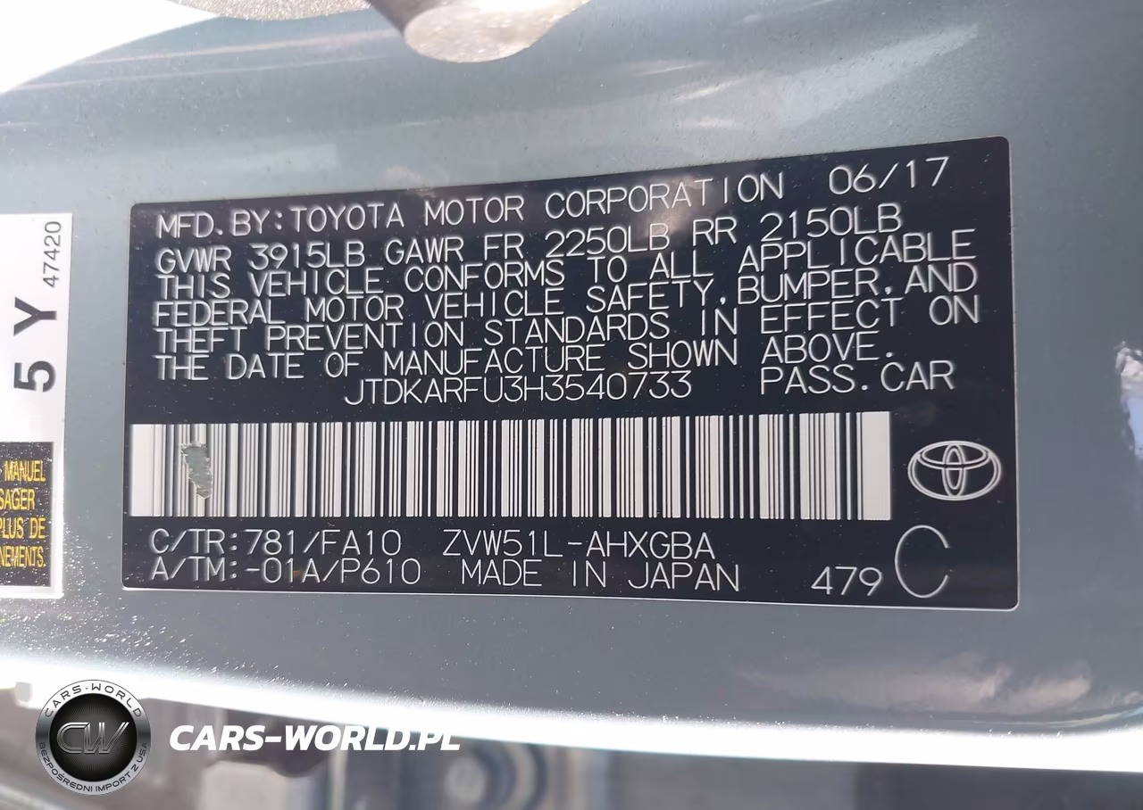 2017 Toyota Prius Three VIN:JTDKARFU3H3540733 - 9