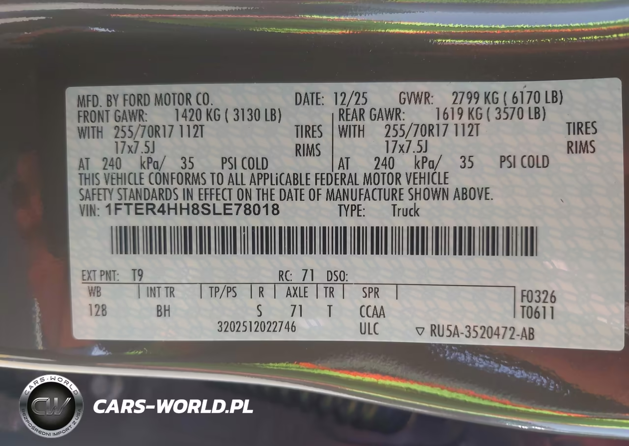 2025 Ford Ranger Xlt VIN:1FTER4HH8SLE78018 - 9