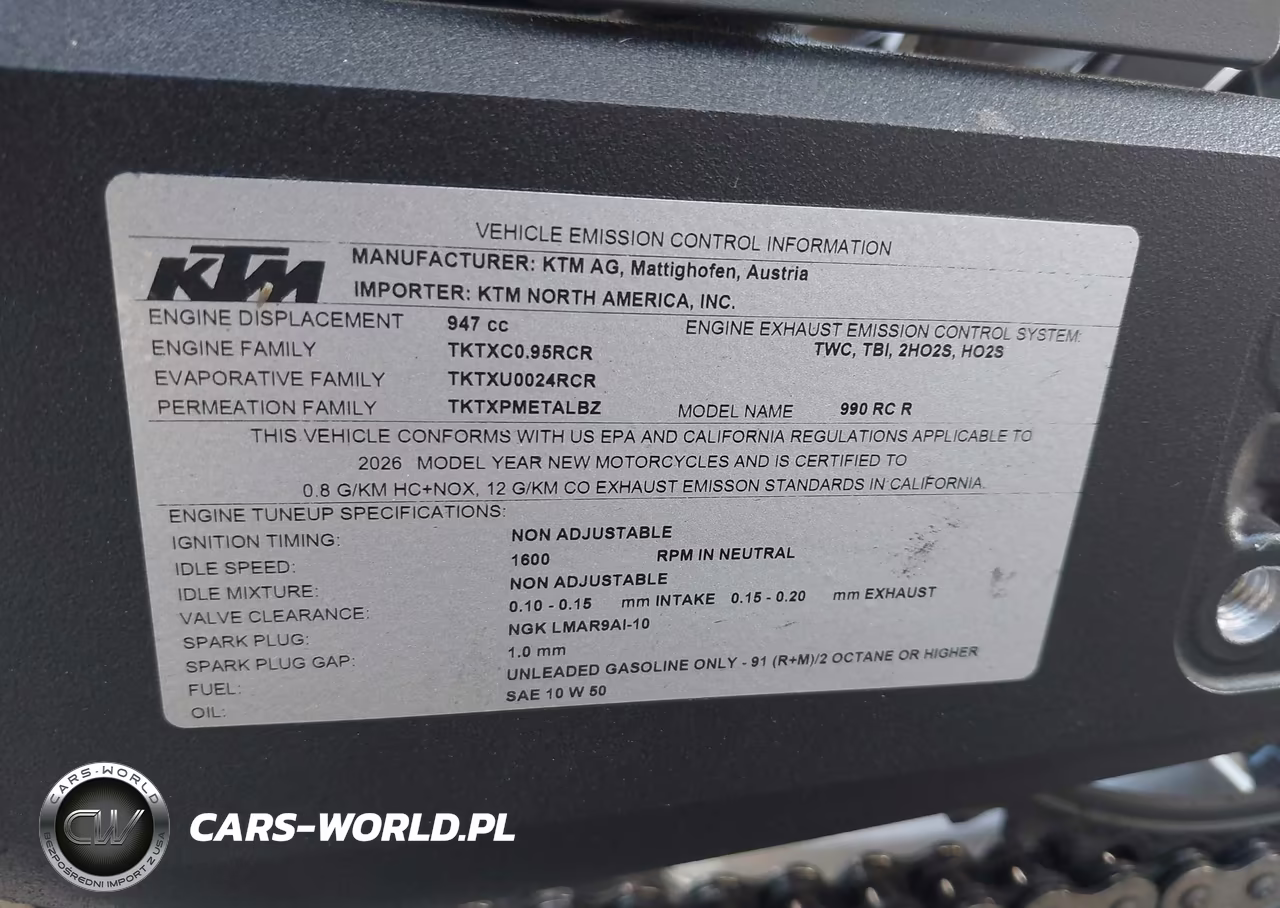 2026 Ktm 990Rcr VIN:VBKR99409TM911936 - 9