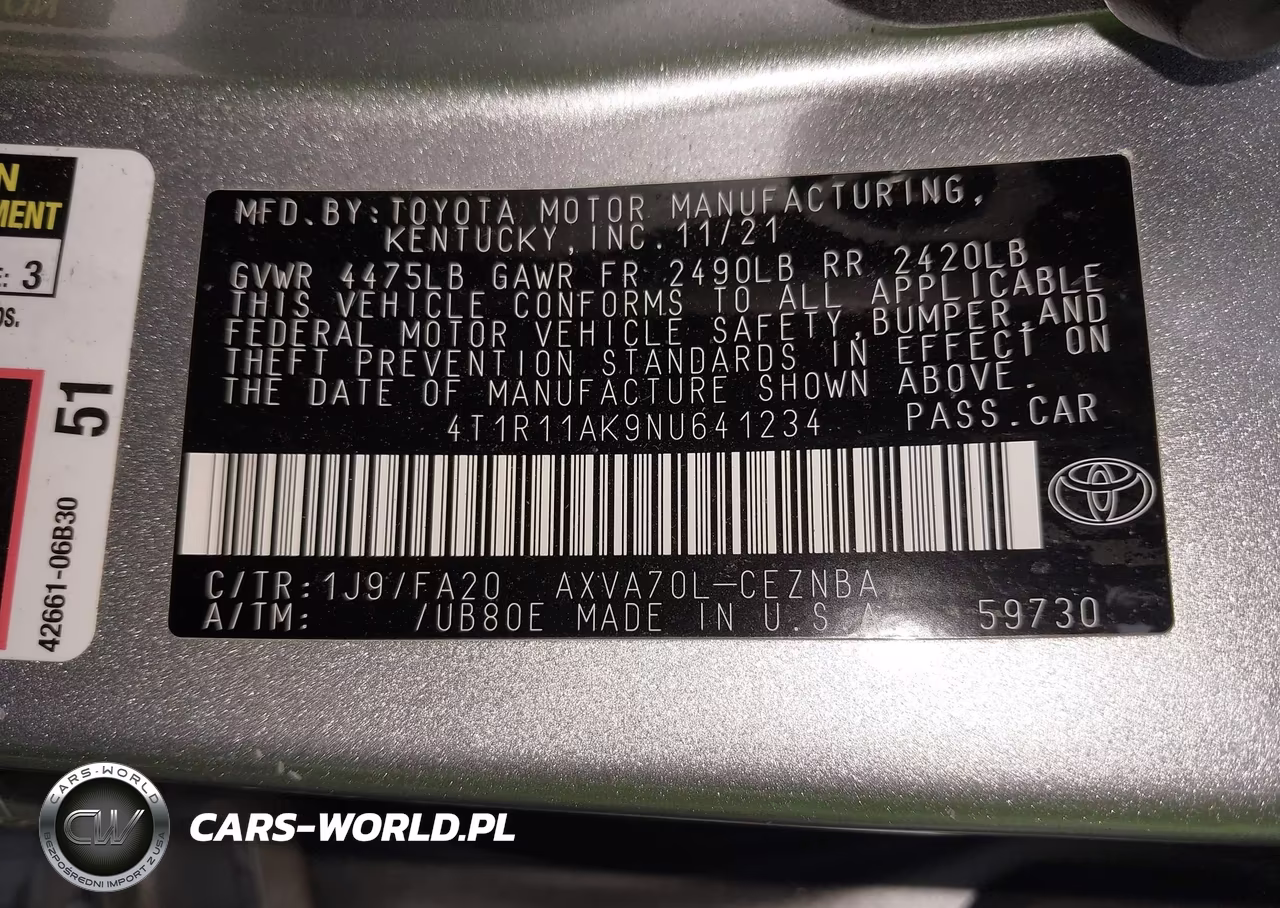 2022 Toyota Camry Le VIN:4T1R11AK9NU641234 - 9