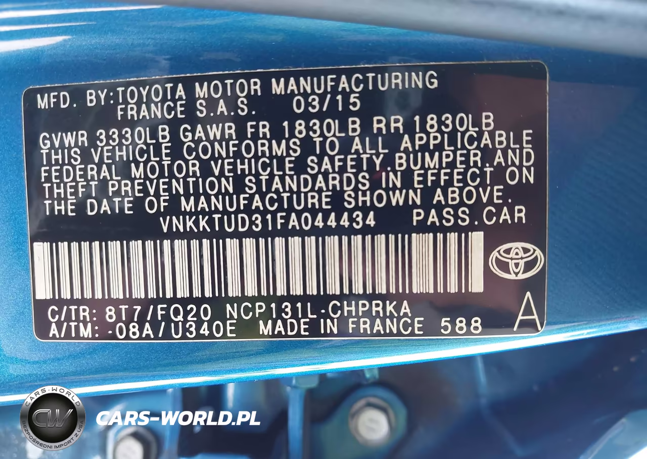 2015 Toyota Yaris L VIN:VNKKTUD31FA044434 - 9