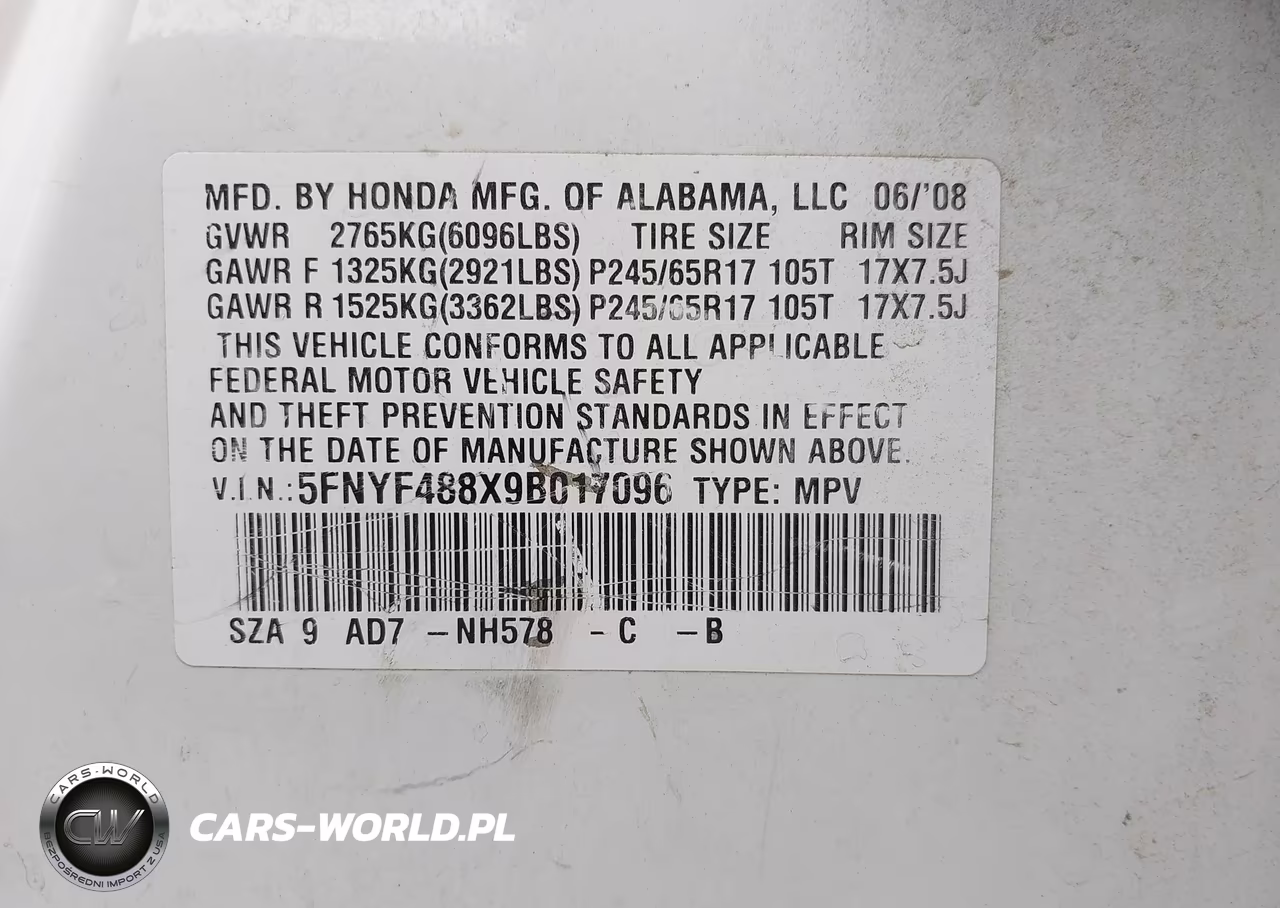 2009 Honda Pilot Touring VIN:5FNYF488X9B017096 - 9