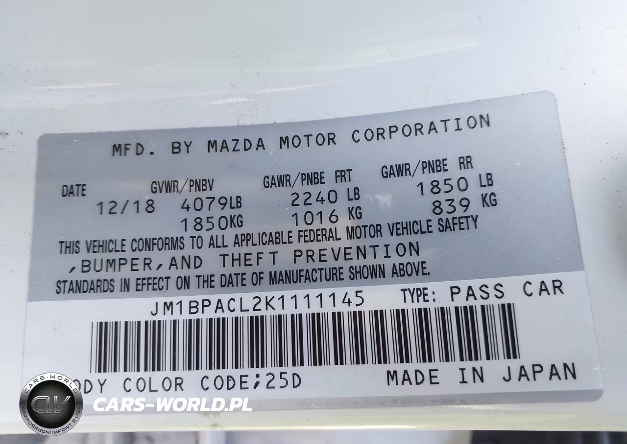 2019 Mazda Mazda3 Select Package VIN:JM1BPACL2K1111145 - 9
