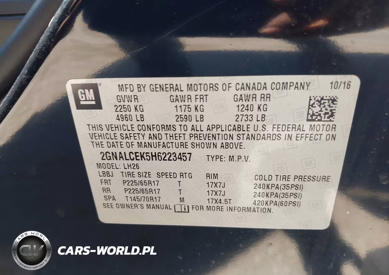 2017 Chevrolet Equinox Lt VIN:2GNALCEK5H6223457 - 9
