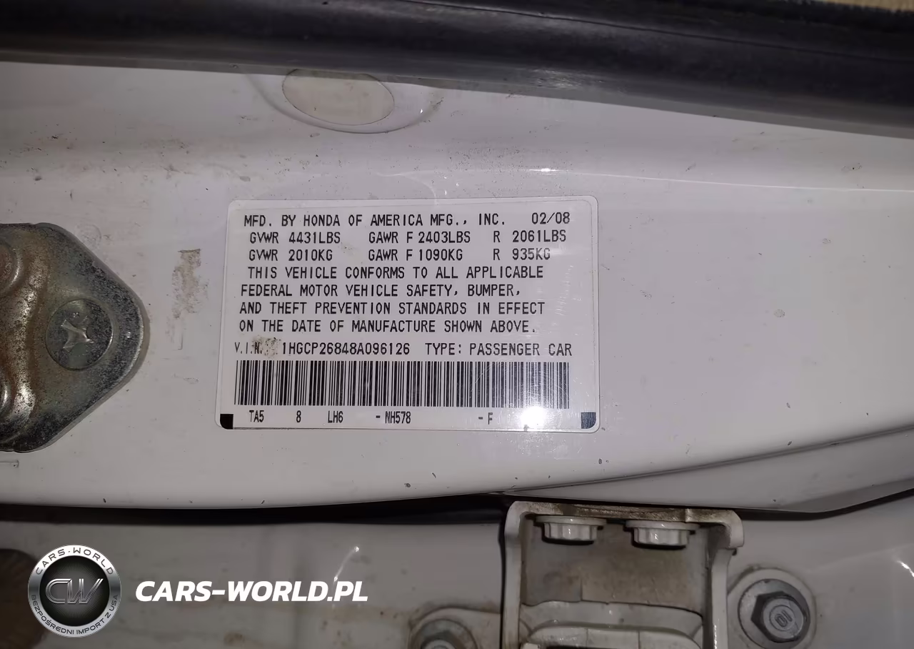 2008 Honda Accord 2.4 Ex-L VIN:1HGCP26848A096126 - 9