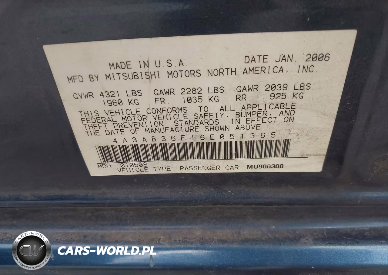 2006 Mitsubishi Galant Es-Se VIN:4A3AB36F16E051365 - 9