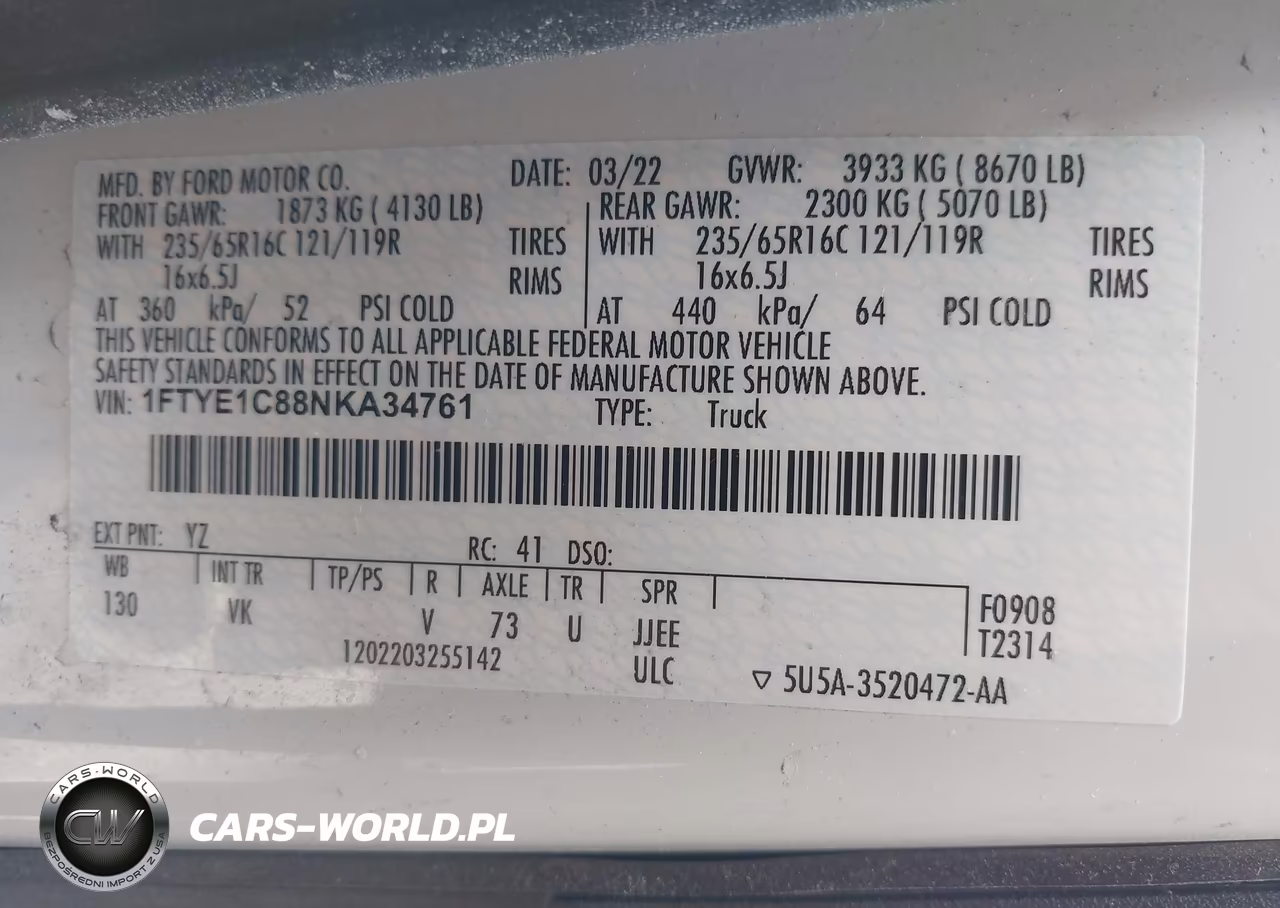2022 Ford Transit-150 VIN:1FTYE1C88NKA34761 - 4