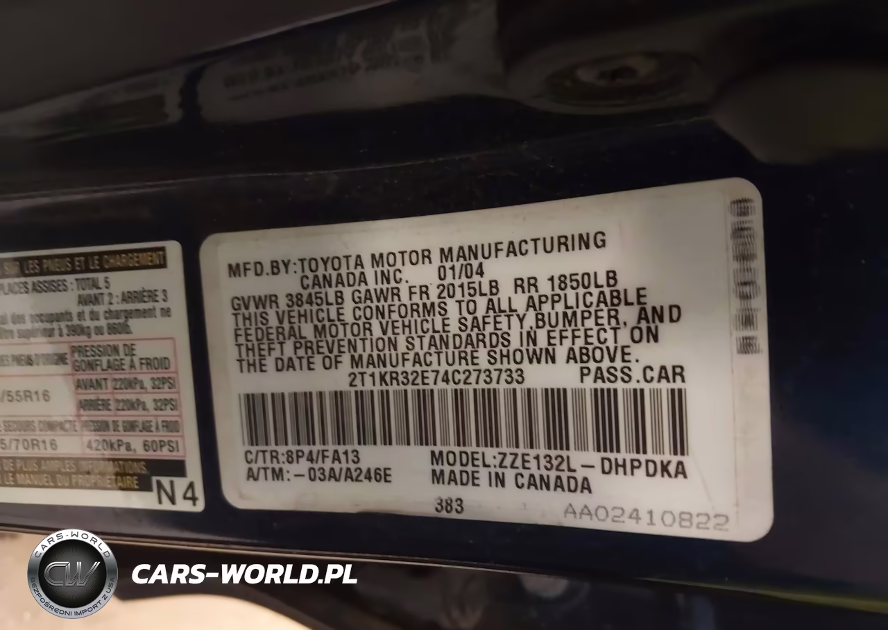 2004 Toyota Matrix Standard VIN:2T1KR32E74C273733 - 9