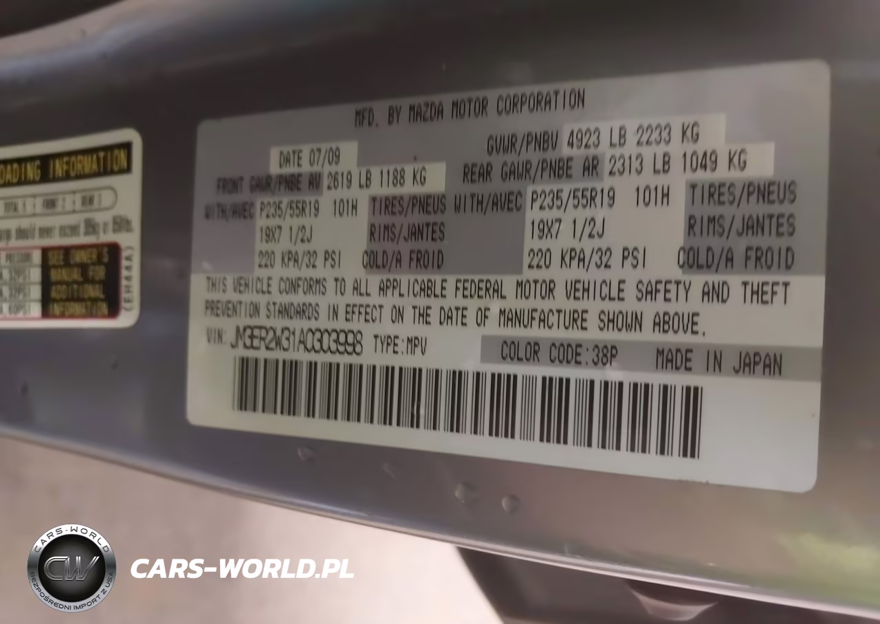 2010 Mazda Cx-7 S Grand Touring VIN:JM3ER2W31A0303998 - 9