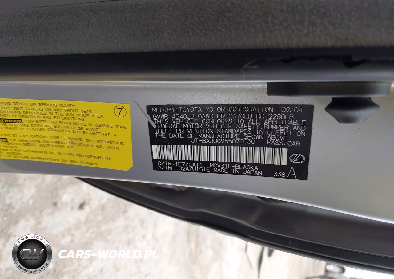 2005 Lexus Es 330 VIN:JTHBA30G955070030 - 9
