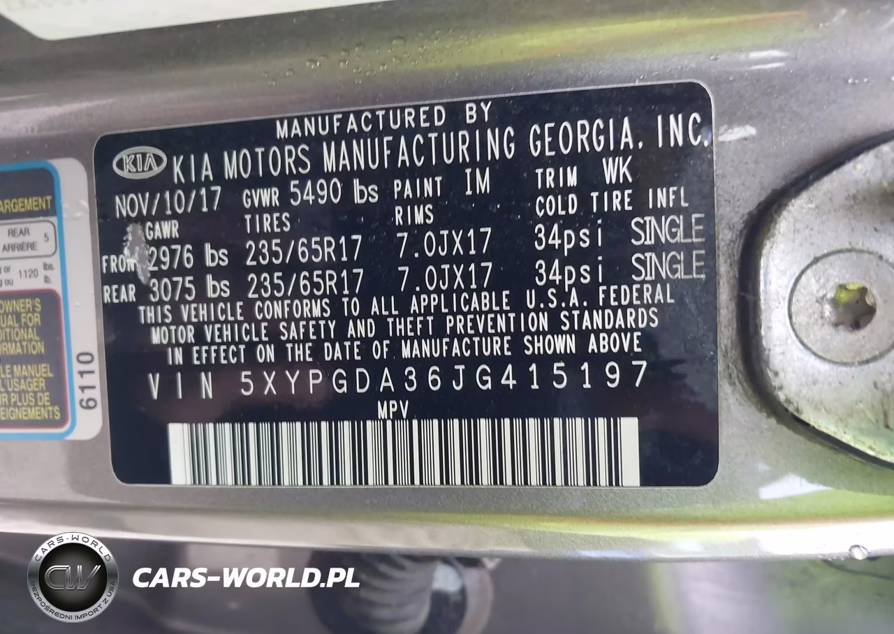 2018 Kia Sorento 2.4L Lx VIN:5XYPGDA36JG415197 - 9