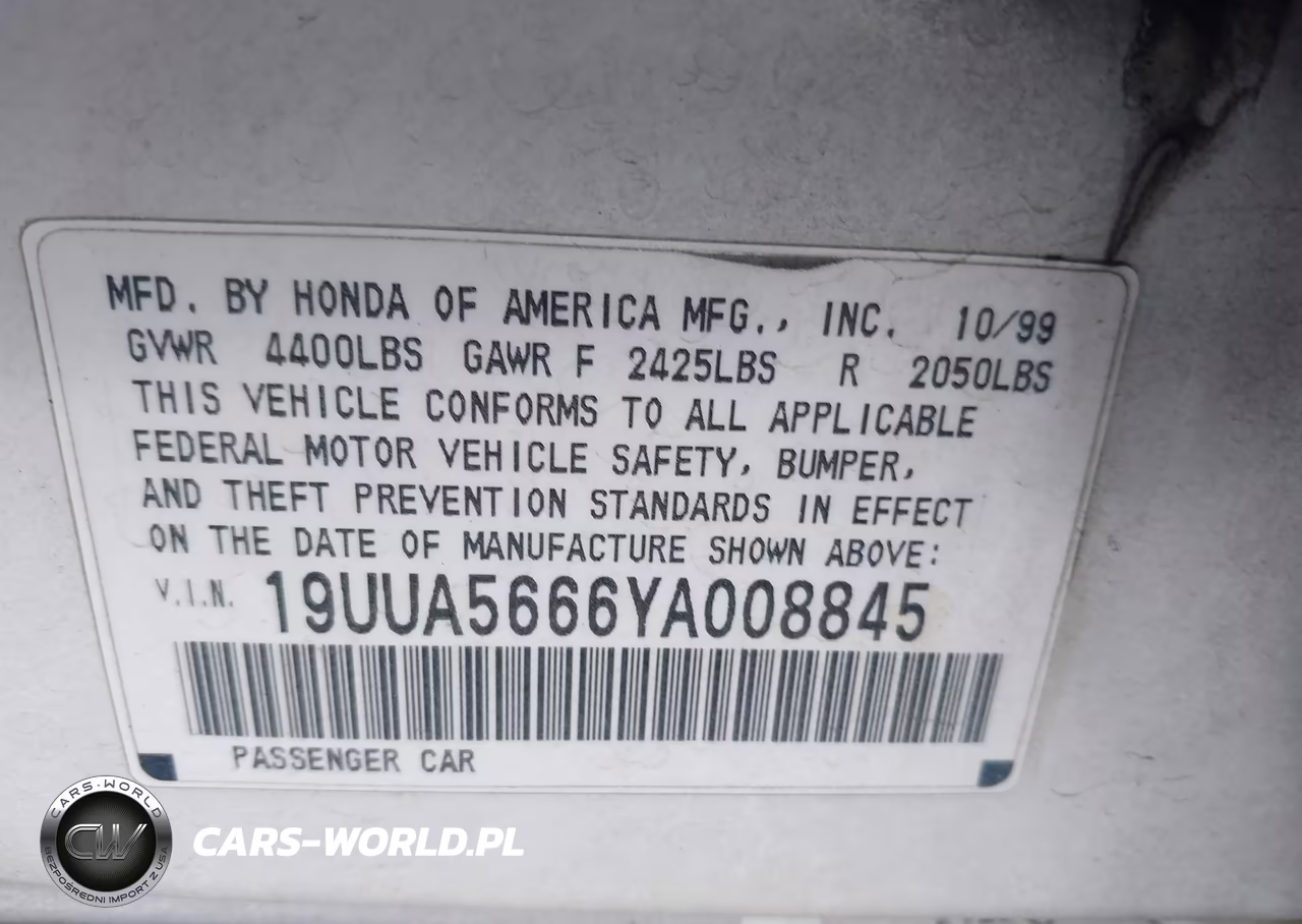 2000 Acura Tl 3.2 VIN:19UUA5666YA008845 - 9