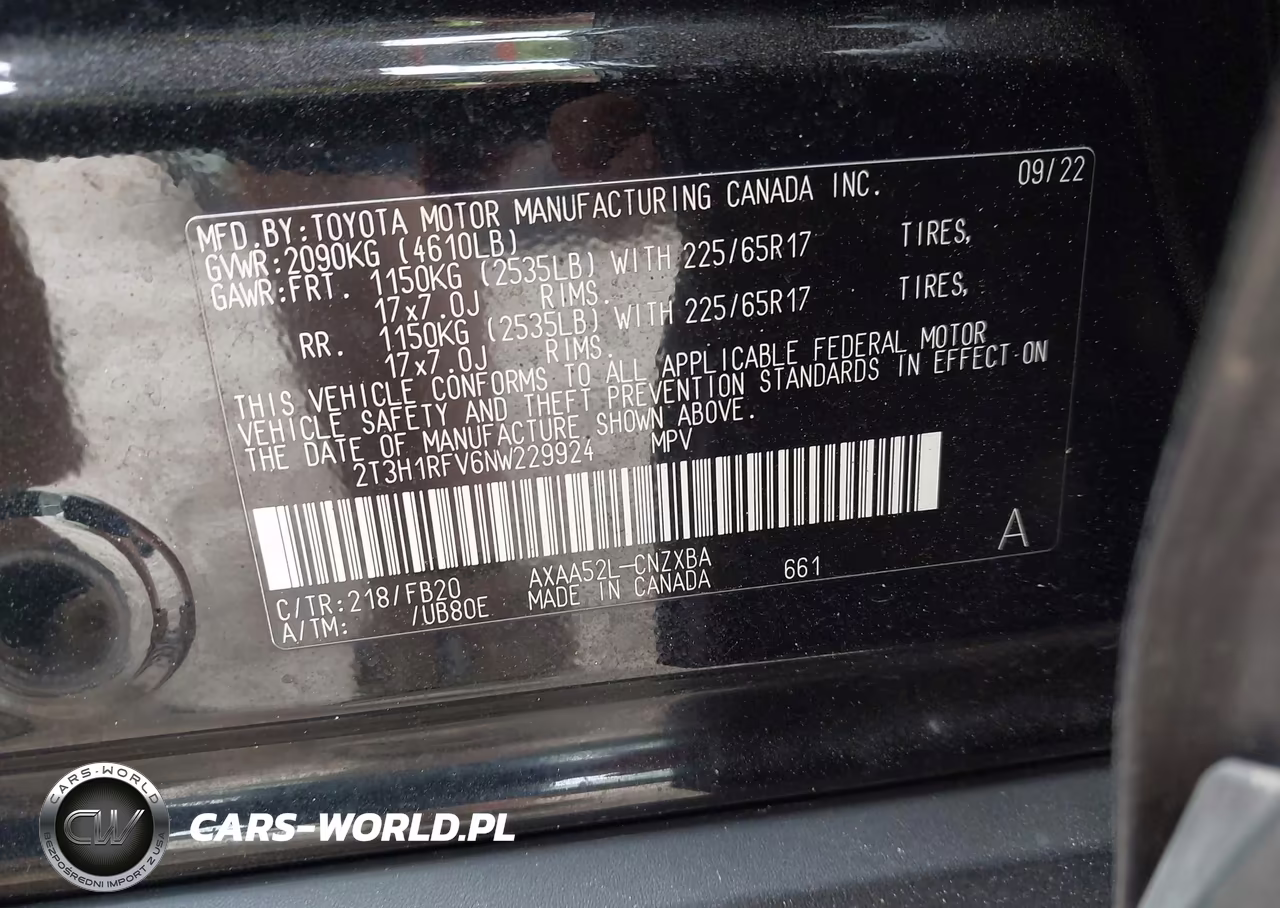 2022 Toyota Rav4 Le VIN:2T3H1RFV6NW229924 - 9