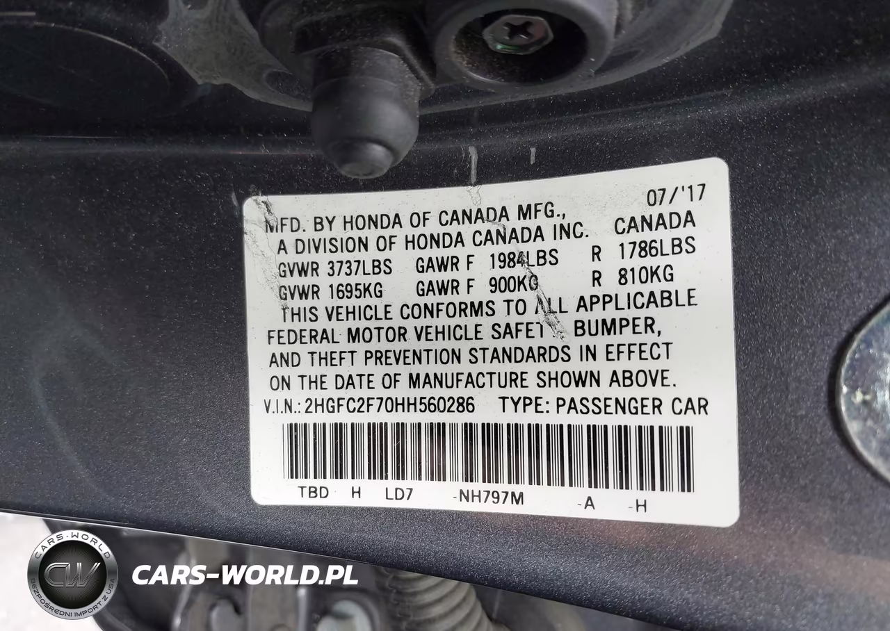 2017 Honda Civic Ex VIN:2HGFC2F70HH560286 - 9