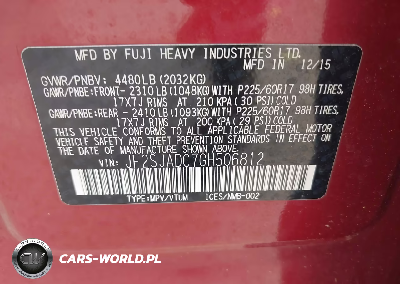 2016 Subaru Forester 2.5I Premium VIN:JF2SJADC7GH506812 - 9