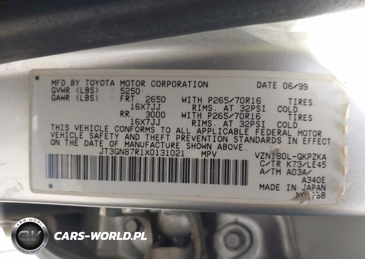 1999 Toyota 4Runner Limited V6 VIN:JT3GN87R1X0131021 - 9