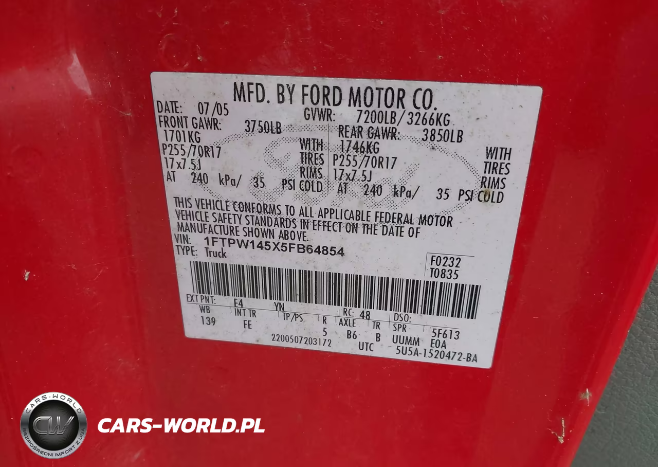 2005 Ford F-150 Fx4-Lariat-Xlt VIN:1FTPW145X5FB64854 - 9